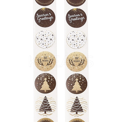 500Pcs Christmas Theme Round Stickers AJEW-S090-04F-1