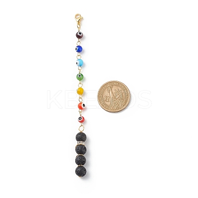 7 Chakra Handmade Lampwork Evil Eye Beaded Pendant Decorations HJEW-JM00793-1