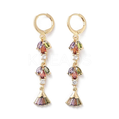 Fan Rack Plating Golden Brass Dangle Leverback Earrings EJEW-A030-04G-01-1