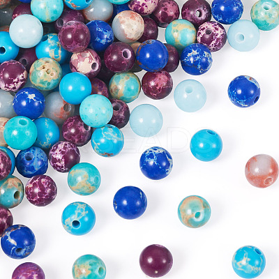 180Pcs 6 Styles Dyed Natural & Synthetic Imperial Jasper Beads Strands G-TA0002-41-1