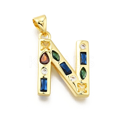 Brass Micro Pave Clear Cubic Zirconia Pendants KK-G521-01G-N-01-1