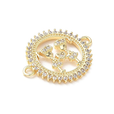 Brass Pave Clear Cubic Zirconia Friendship Connector Charms KK-L253-06G-1