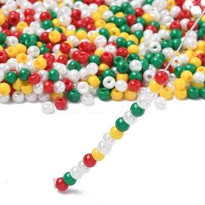 4 Colors Christmas 6/0 Glass Round Seed Beads SEED-X0058-06-1
