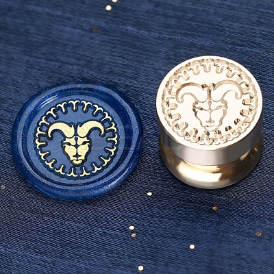 Golden Tone Round Wax Seal Brass Stamp Heads AJEW-S087-02G-01-1