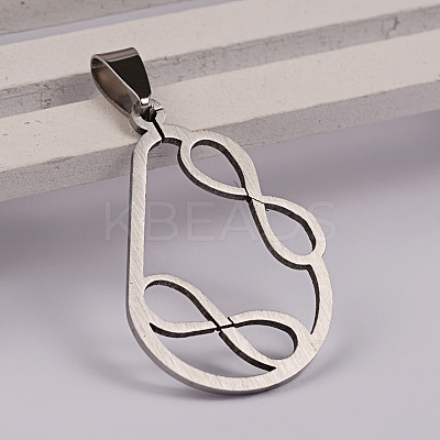 Non-Tarnish Drop with Infinity 201 Stainless Steel Pendants X-STAS-D130-12-1