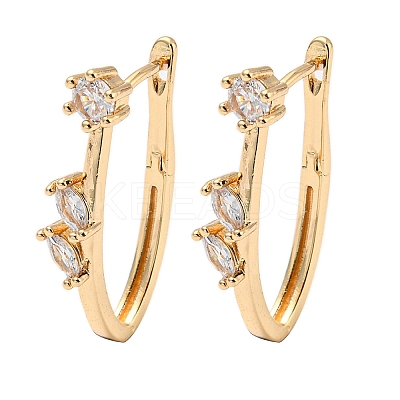Brass with Clear Cubic Zirconia Hoop Earrings EJEW-B035-31KCG-1