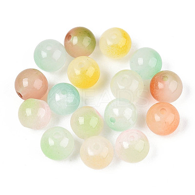 Spray Painting Imitation Jade Glass Beads GLAA-L046-8mm-03C-1