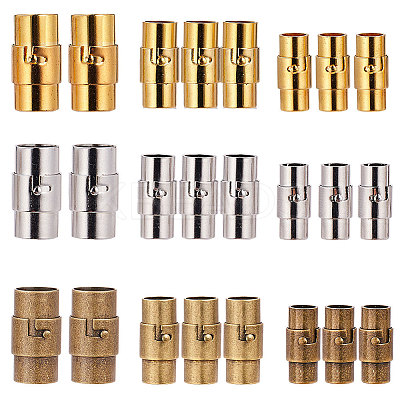 Brass Locking Tube Magnetic Clasps KK-SC0001-11-1