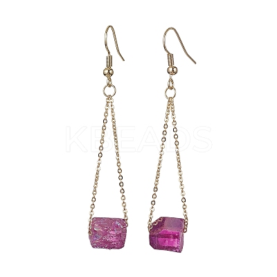 5 Pairs 5 Colors Dyed Natural Quartz Nugget Dangle Earrings EJEW-JE05488-S-1