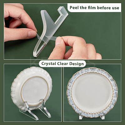 12Pcs 3 Styles Desktop Transparent Acrylic Display Holder for Photo Frame ODIS-GA0001-57-1