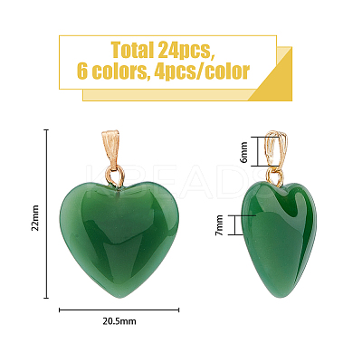 24Pcs 6 Style Spray Painted Glass Pendants GLAA-HY0001-07-1