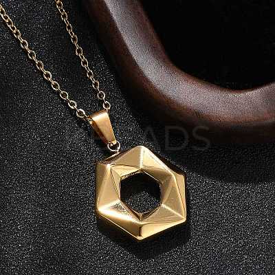304 Stainless Steel Geometric Pendant Necklaces for Women NJEW-S439-04B-G-1
