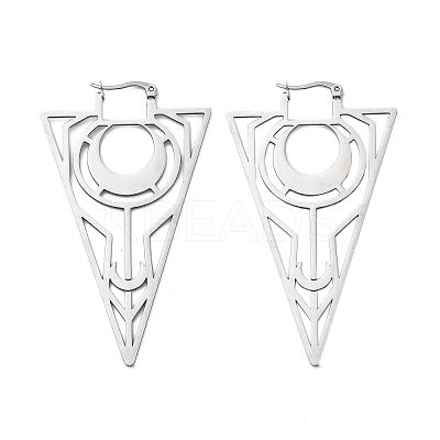 304 Stainless Steel Triangle Hoop Earrings EJEW-M031-01P-1