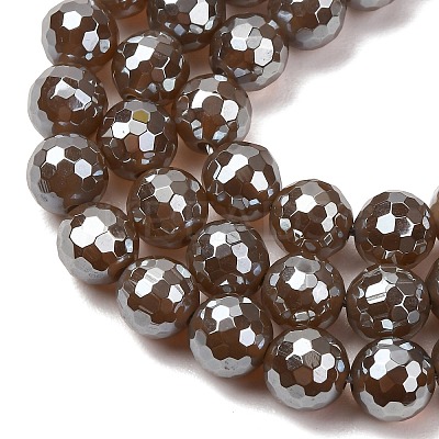 Electroplated Natural Agate Beads Strands G-B191-A07-8mm-17-1
