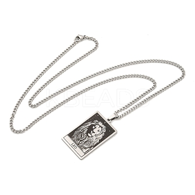 Non-Tarnish 304 Stainless Steel Tarot Pendant Necklaces NJEW-A026-01P-05-1