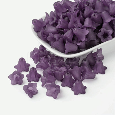 Indigo Frosted Transparent Acrylic Flower Beads X-PLF018-16-1