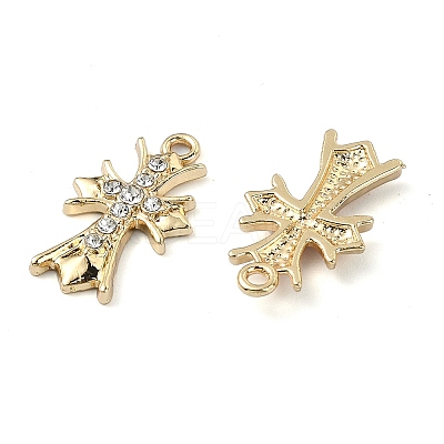 Golden Rack Plating Alloy Rhinestone Pendants PALLOY-F308-15G-1