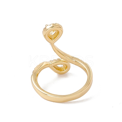 Clear Cubic Zircon Teardrop Open Cuff Ring RJEW-B043-02-1