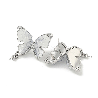Brass with Enamel with Cubic Zirconia with Crystal Stud Earring with 925 Sterling Silver Pins KK-Q820-06P-1