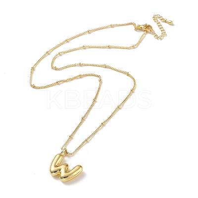 Initial Letter Brass Pendant Necklace NJEW-A015-21G-W-1