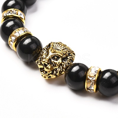 Energy Natural Black Stone Stretch Bracelets Set for Men Women BJEW-JB06722-1