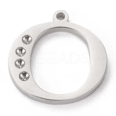 Tarnish Resistant 304 Stainless Steel Letter Pendant Rhinestone Settings STAS-J028-01O-1