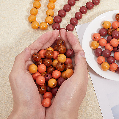 160Pcs 4 Colors Spray Painted Wood European Beads WOOD-GL0001-20-1