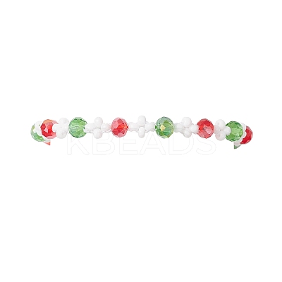 Christmas Handmade Glass Seed & Glass Braided Bead Bracelet BJEW-MZ00249-02-1