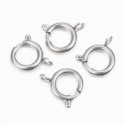 Tarnish Resistant 304 Stainless Steel Smooth Surface Spring Ring Clasps STAS-H396-E-02P-1