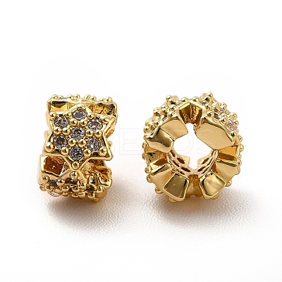 Rack Plating Brass Micro Pave Cubic Zirconia Spacer Beads KK-C010-32-1
