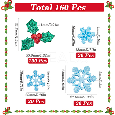 160Pcs 4 Styles Christmas Theme Opaque Resin Cabochons RESI-SC0005-80B-1