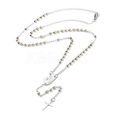 Non-Tarnish 202 Stainless Steel Rosary Bead Necklaces LS-NJEW-D060-01C-GP-1