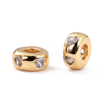 Brass Micro Pave Clear Cubic Zirconia Beads ZIRC-P091-01B-G-RS-1
