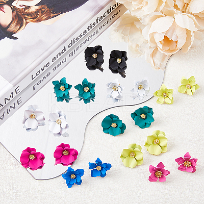 10 Pairs 10 Style Alloy 3D Flower Stud Earrings EJEW-FI0001-92-1