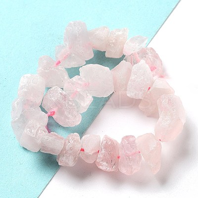 Raw Rough Natural Rose Quartz Beads Strands G-P528-A10-01-1