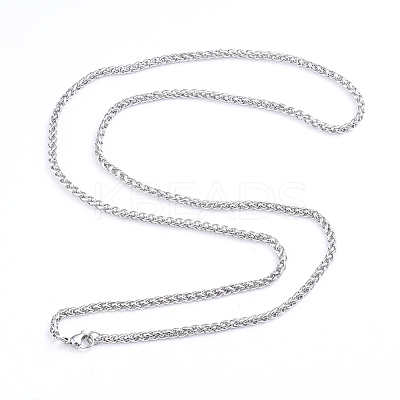 Non-Tarnish 304 Stainless Steel Wheat Chain Necklaces NJEW-L173-015-P-1