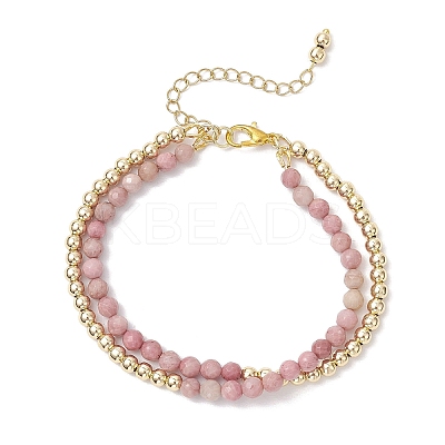 Natural  Dyed Hemimorphite Round Beadeds Double-layered Bracelets for Women BJEW-JB12095-01-1