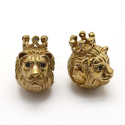 Brass with Cubic Zirconia European Beads KK-G309-03-1