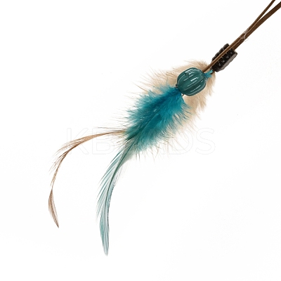 Iron Synthetic Turquoise Woven Web/Net with Feather Pendant Decorations AJEW-B016-02-1