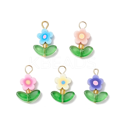 Handmade Flower Printed Polymer Clay Beads Pendants PALLOY-MZ00803-02-1