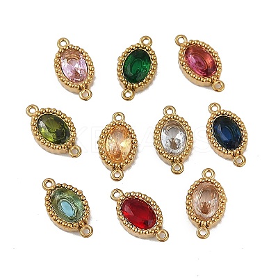 Ion Plating(IP) 304 Stainless Steel Cubic Zirconia Oval Links Connector Charms X-STAS-K256-22G-1