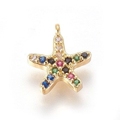 Golden Tone Brass Micro Pave Cubic Zirconia Charms ZIRC-L075-10A-G-1