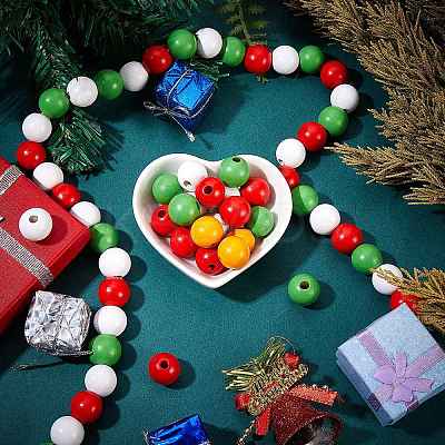 300Pcs 3 Colors Painted Natural Wood Beads WOOD-SZ0001-05-1