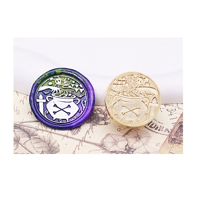 Halloween Series Wax Seal Brass Stamp Heads AJEW-M039-01H-1
