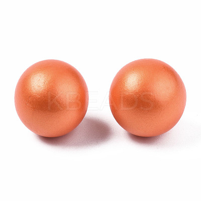 Painted Round Schima Wood Earrings for Girl Women EJEW-T017-01E-1