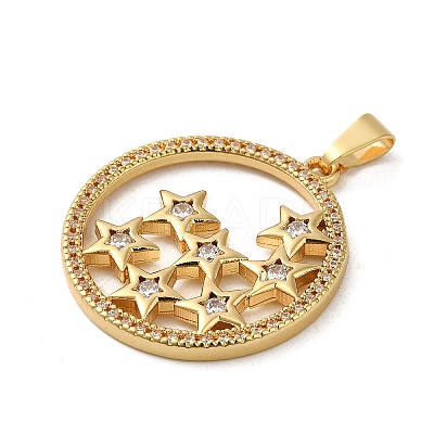 Rack Plating Brass Micro Pave Cubic Zirconia Pendants KK-P241-27G-1