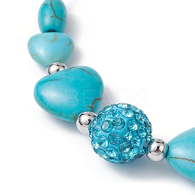 Heart Synthetic Turquoise Braided Bead Bracelets BJEW-JB09822-1