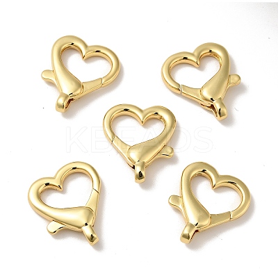Heart Shape Brass Lobster Claw Clasps KK-J301-25G-1