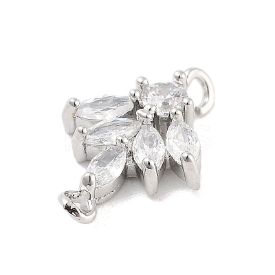 Brass Pave Clear Cubic Zirconia Leaf Links Connector Charms LS-KK-Z061-02P-01-1