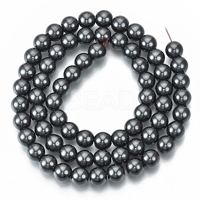 Non-magnetic Synthetic Hematite Beads Strands G-Q892-6mm-1